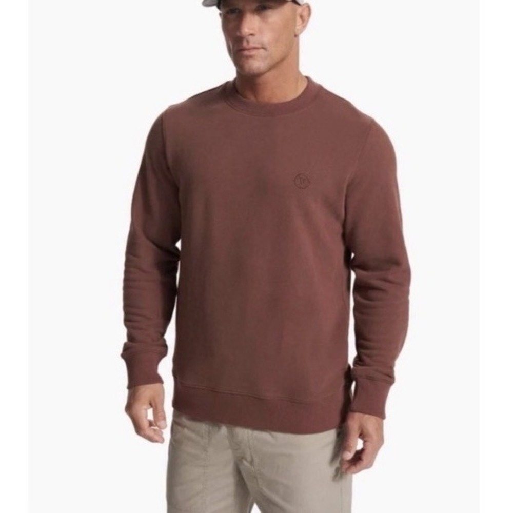 Vuori Cypress Crew Sweatshirt Mens Large Brown Sweater V255 French Terry